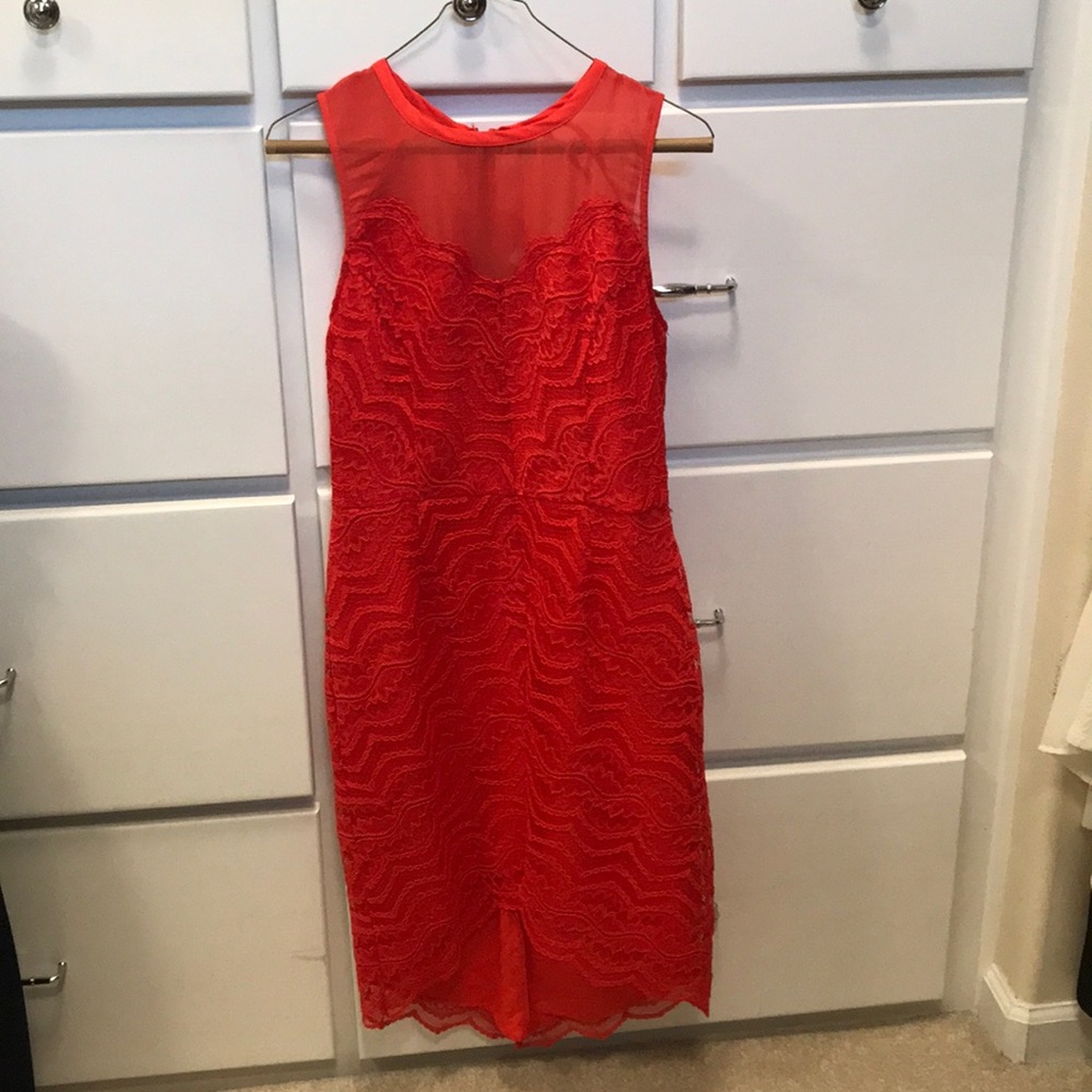 Orange lace high low dress